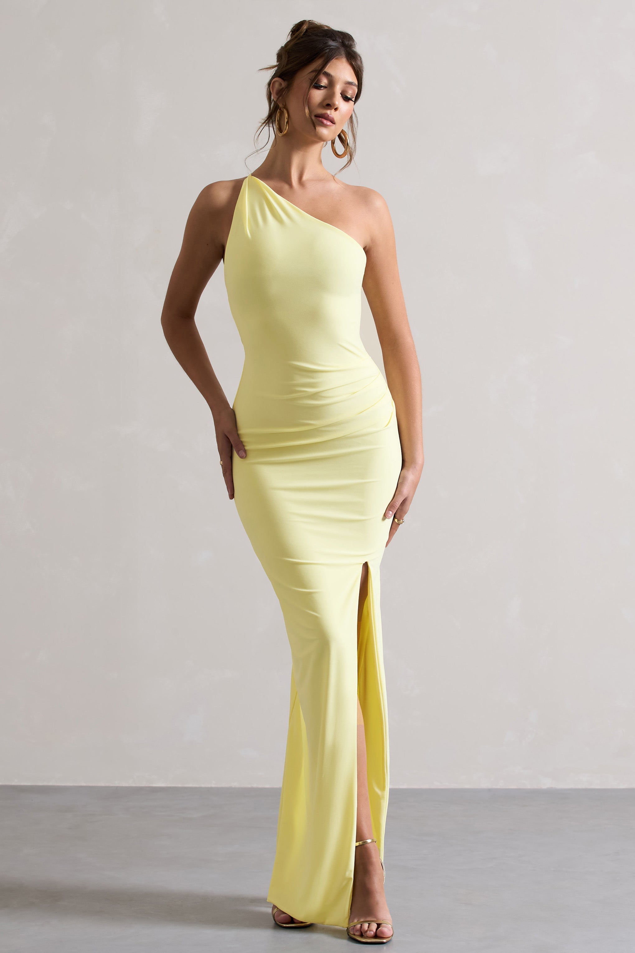 Dressing Up | Gelb Maxikleid mit einer Schulter und Rückendetail