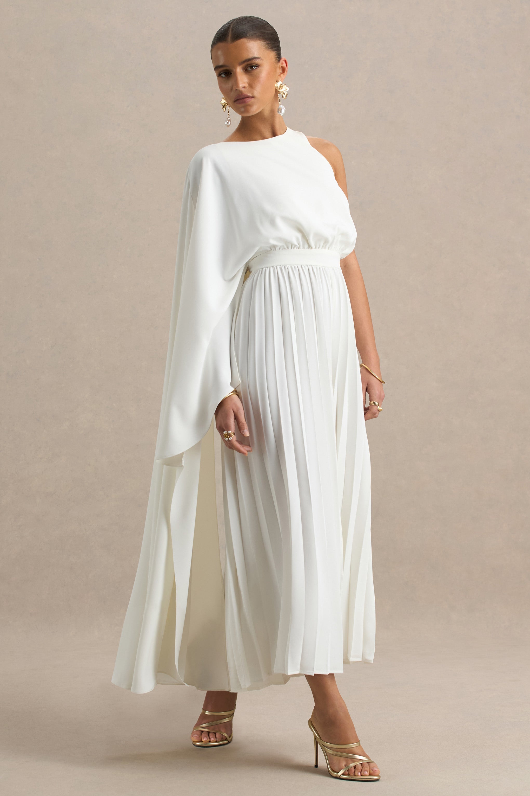 Paradise | Weißer Jumpsuit mit Cape-Ärmeln