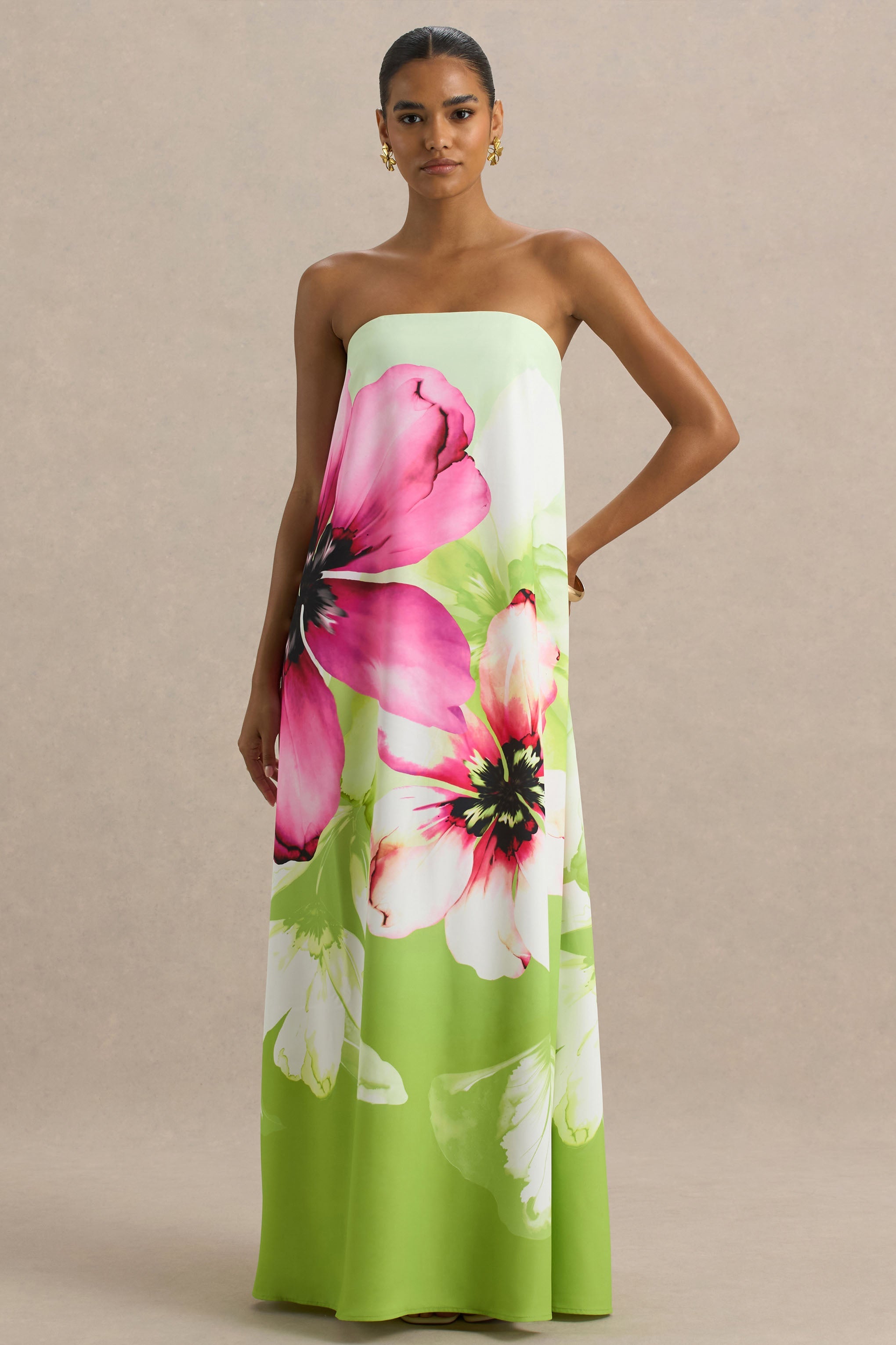 Ellery | Bandeau-Maxikleid mit Limettenblumenmuster