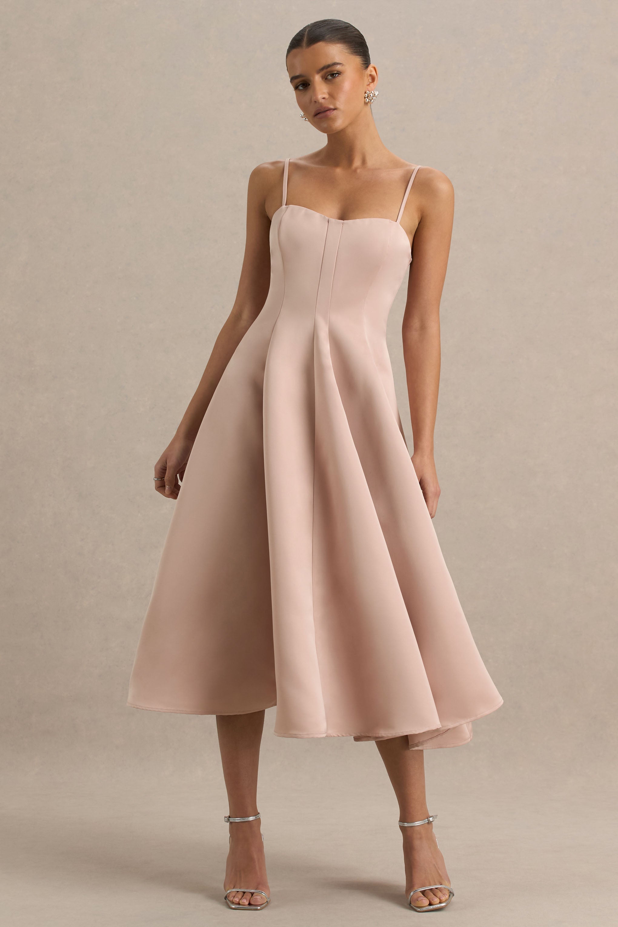 Mally | Rosafarbenes Sweetheart-A-Linien-Midikleid