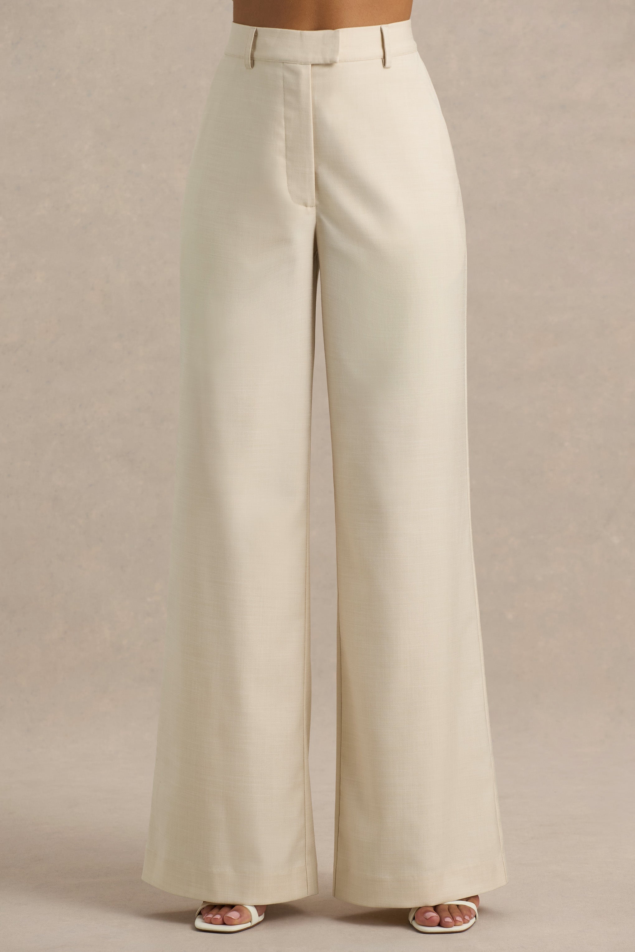 Bellarose | Nude-farbene Leinenhose mit weitem Bein