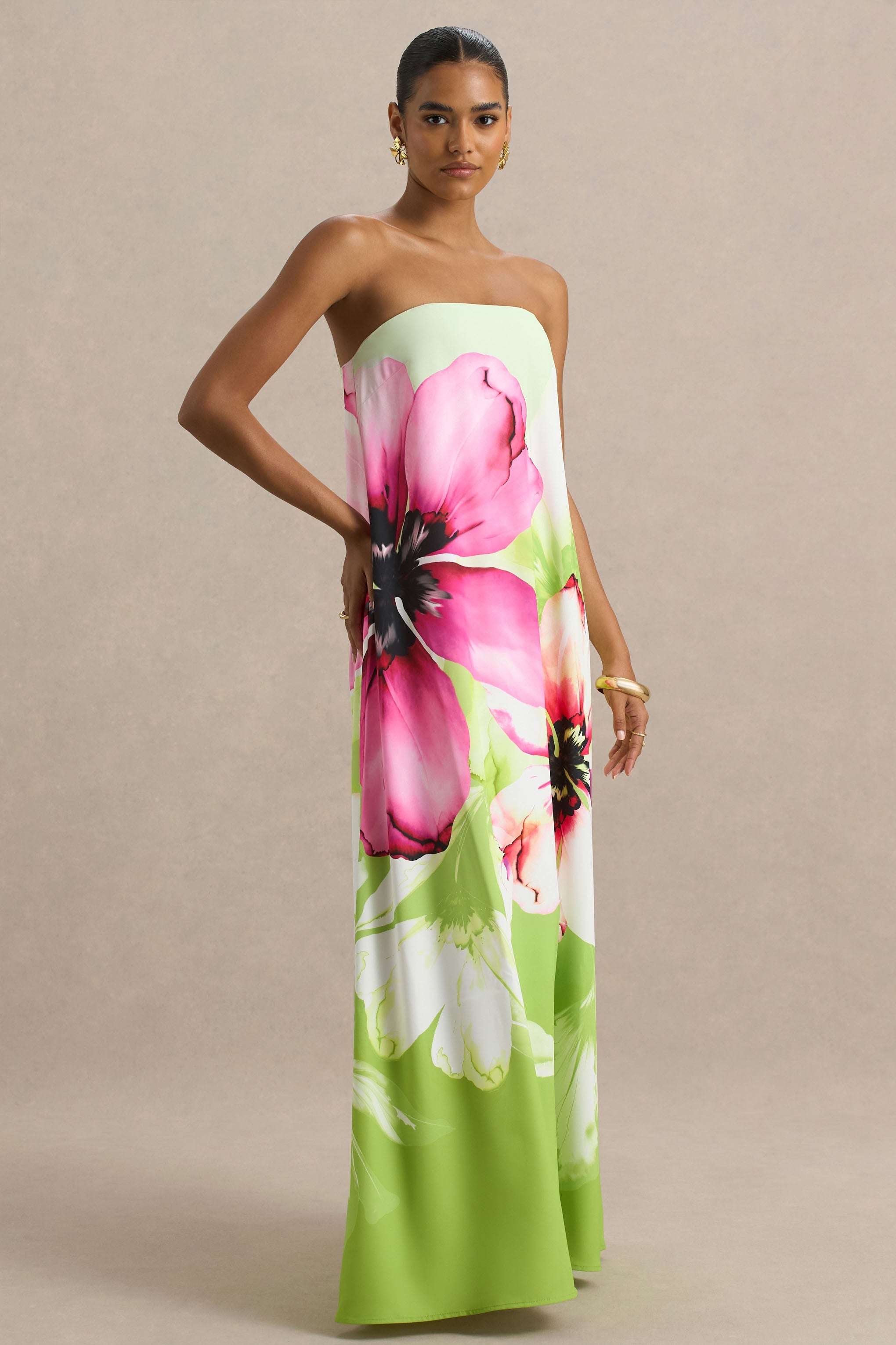 Ellery | Bandeau-Maxikleid mit Limettenblumenmuster