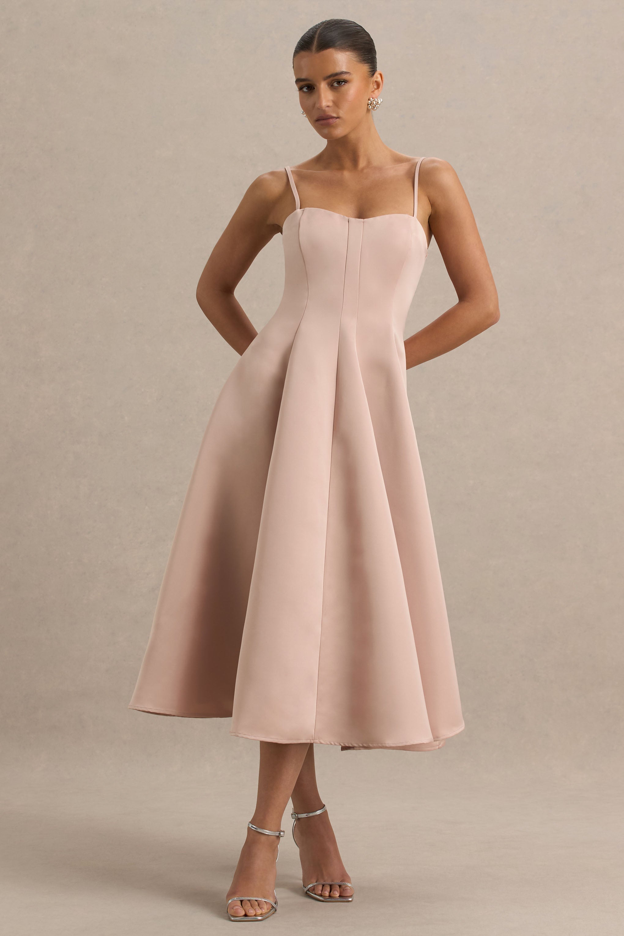 Mally | Rosafarbenes Sweetheart-A-Linien-Midikleid