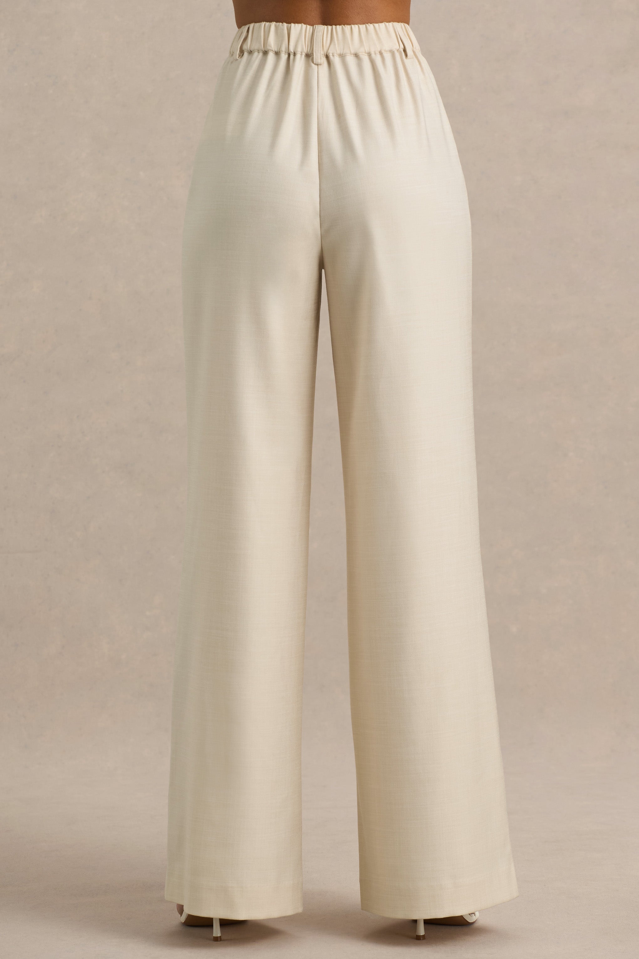 Bellarose | Nude-farbene Leinenhose mit weitem Bein