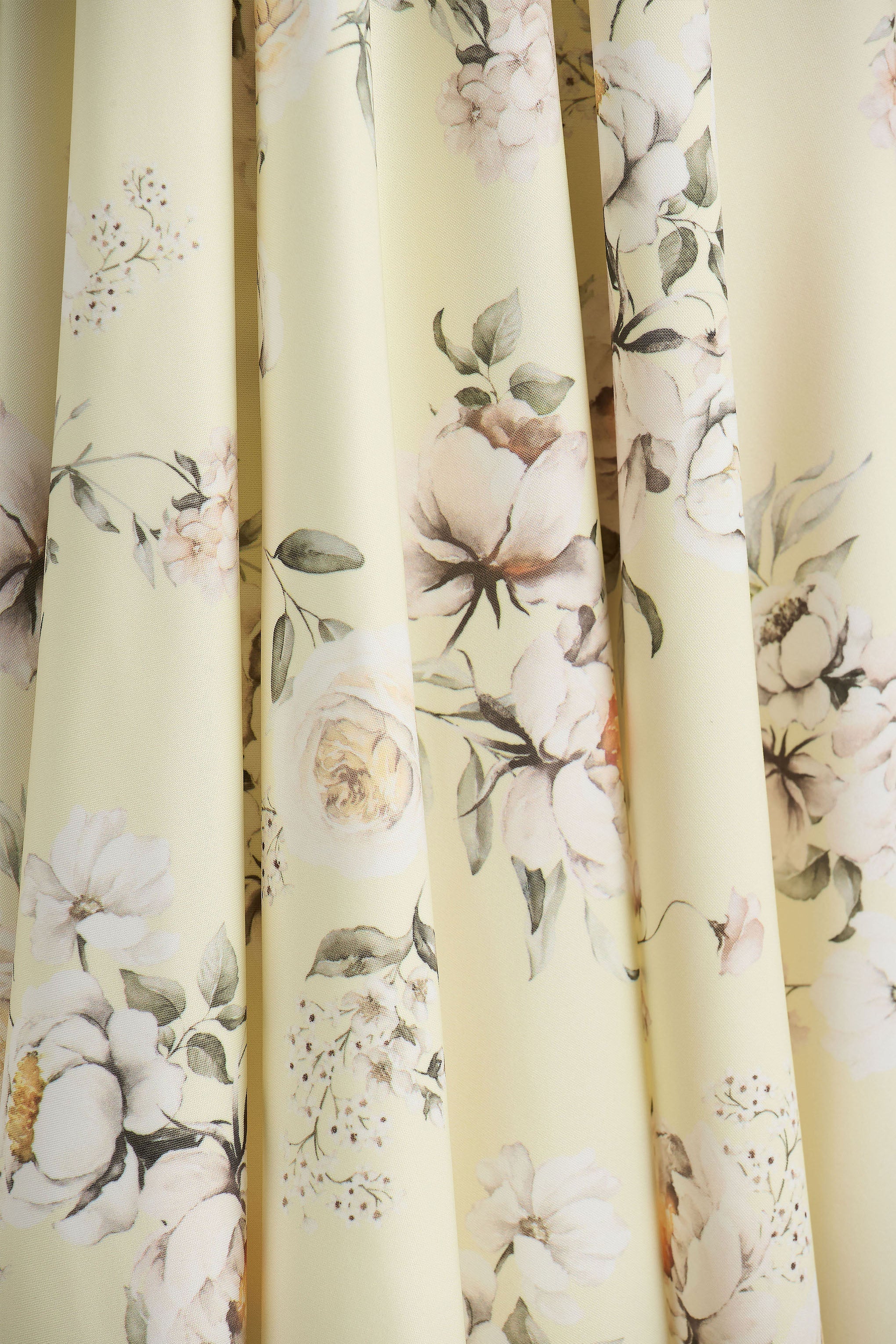 Lissa | Zitronen-Blumenstrauß-Print Midikleid mit eckigem Ausschnitt
