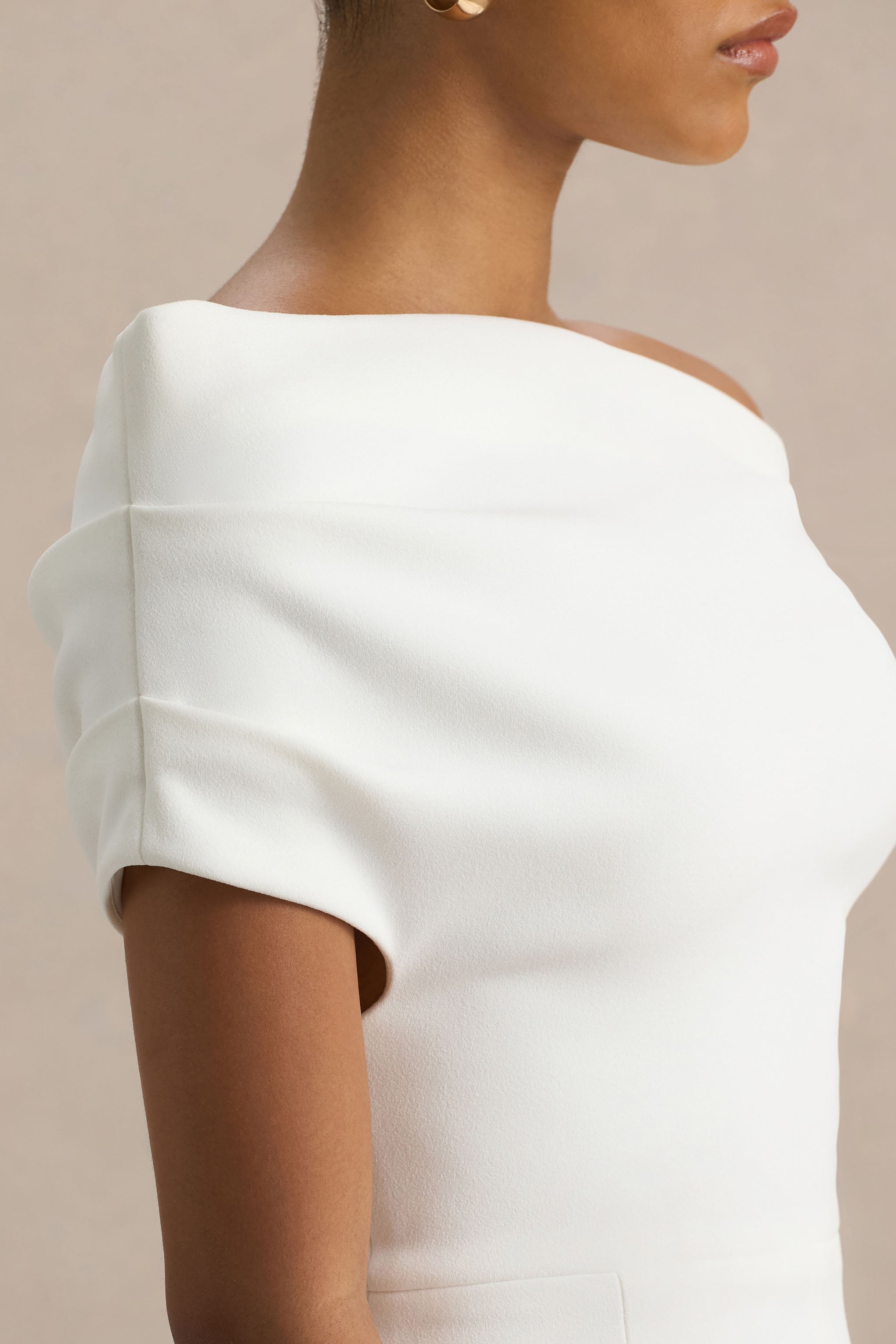 Alexandra | Weißer asymmetrisch drapierter Jumpsuit