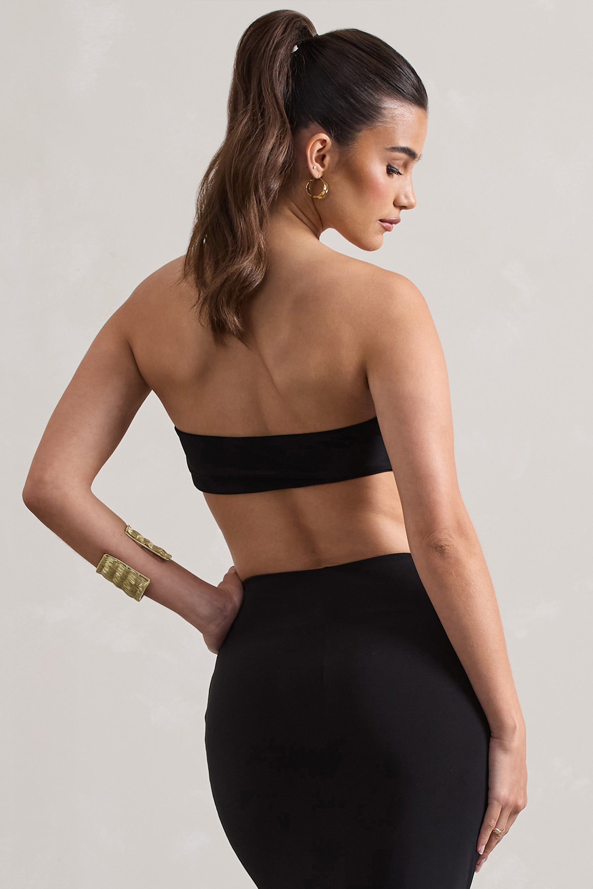 Vada | Schwarzes Bandeau-Crop-Top