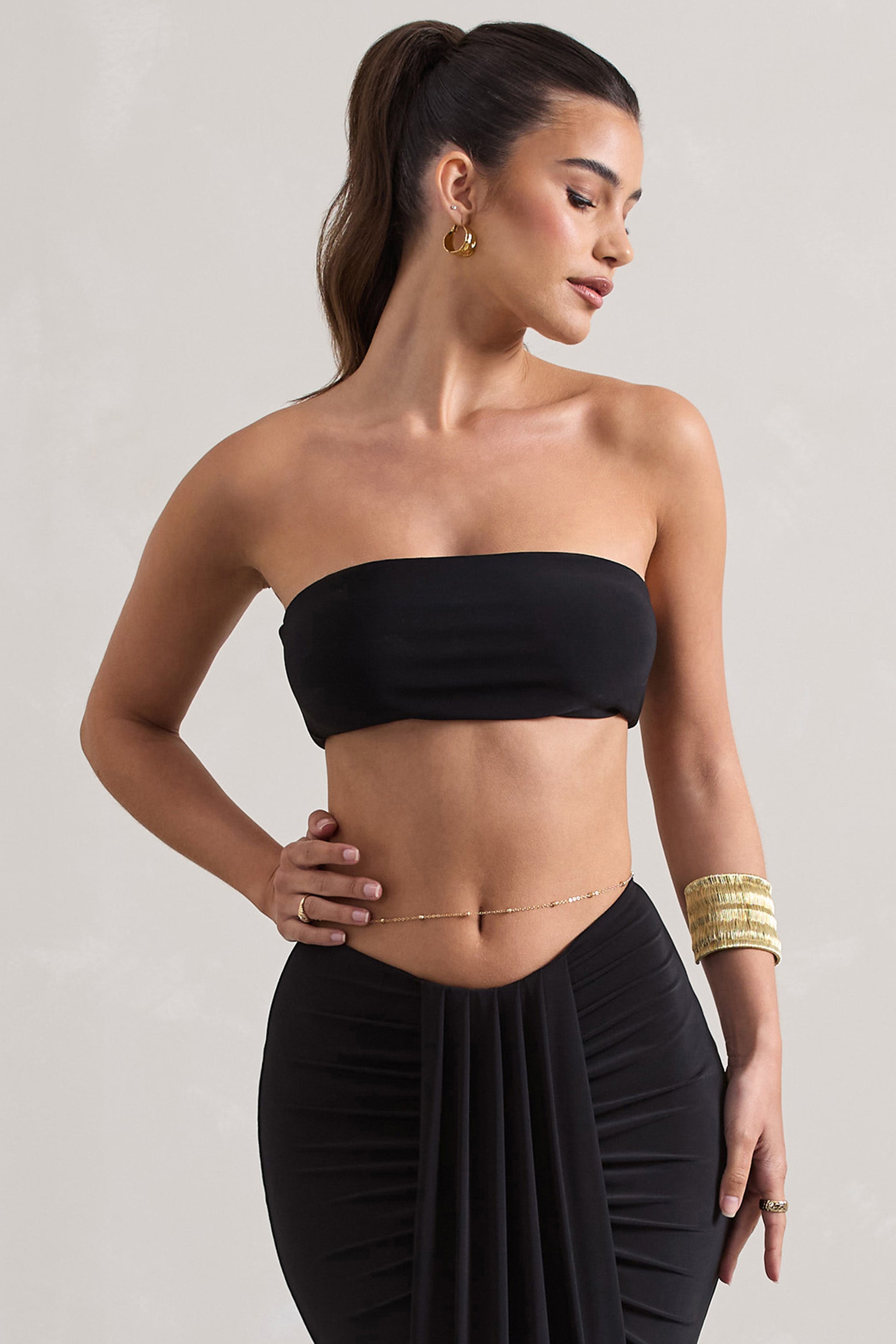 Vada | Schwarzes Bandeau-Crop-Top
