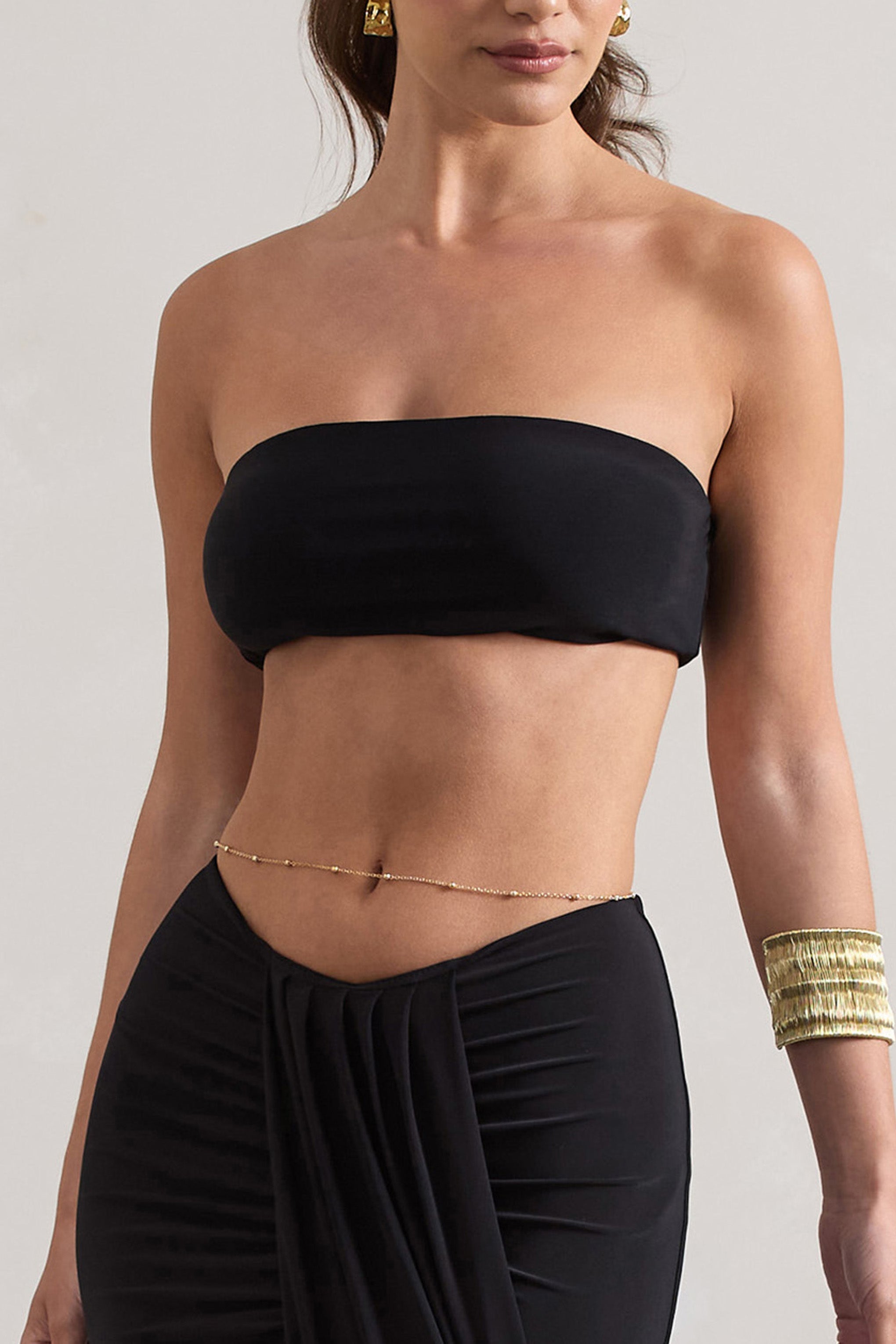 Vada | Schwarzes Bandeau-Crop-Top