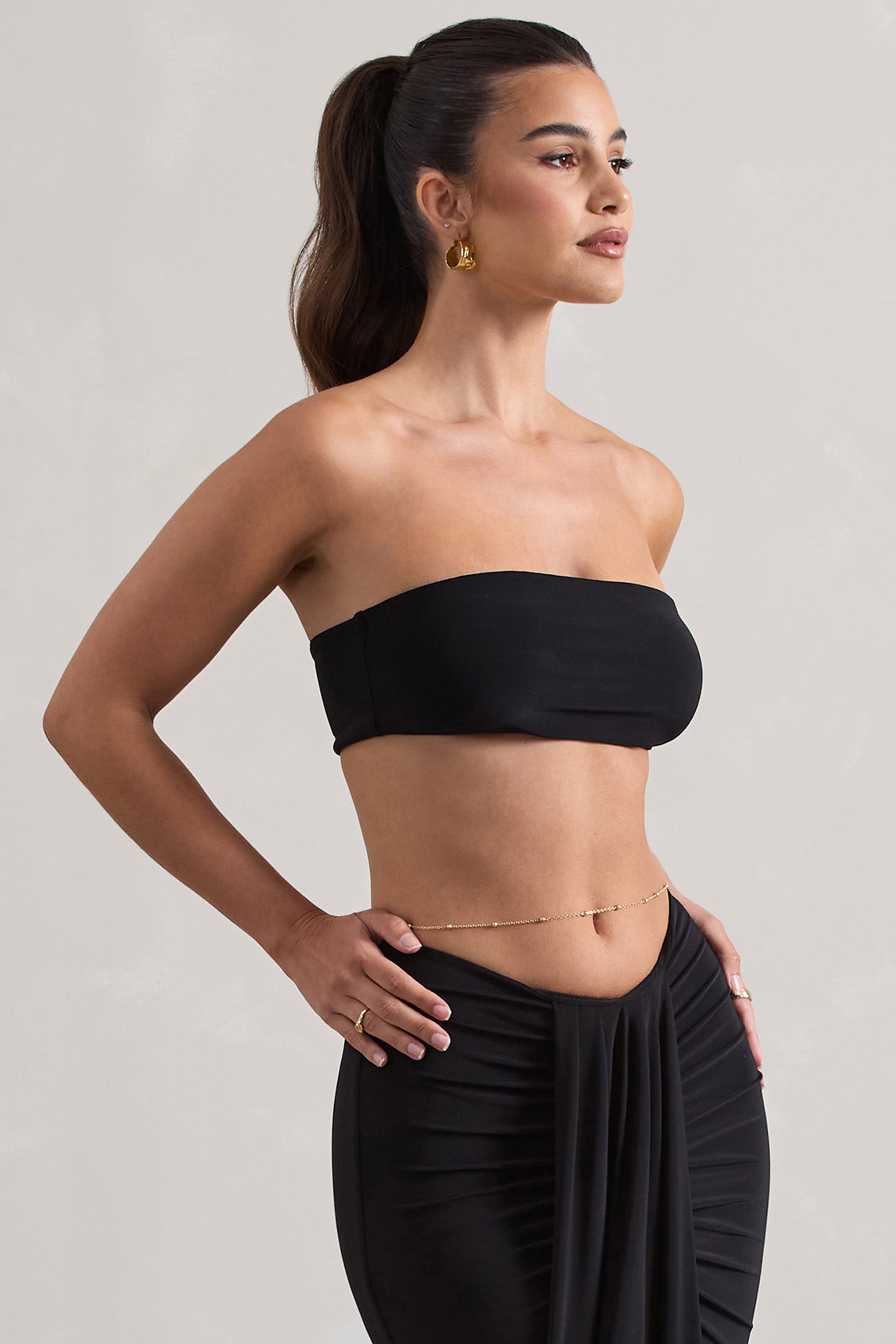 Vada | Schwarzes Bandeau-Crop-Top