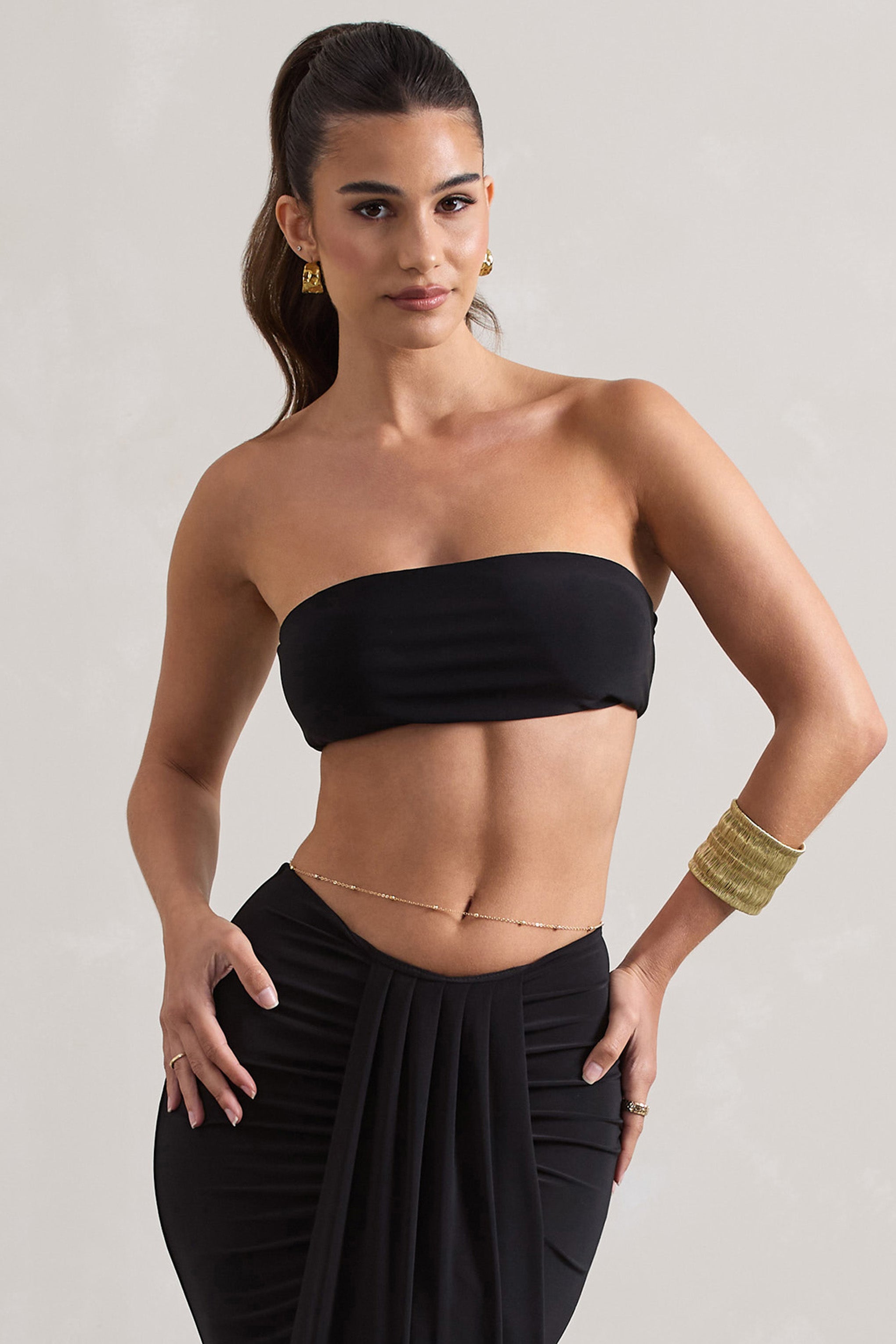 Vada | Schwarzes Bandeau-Crop-Top