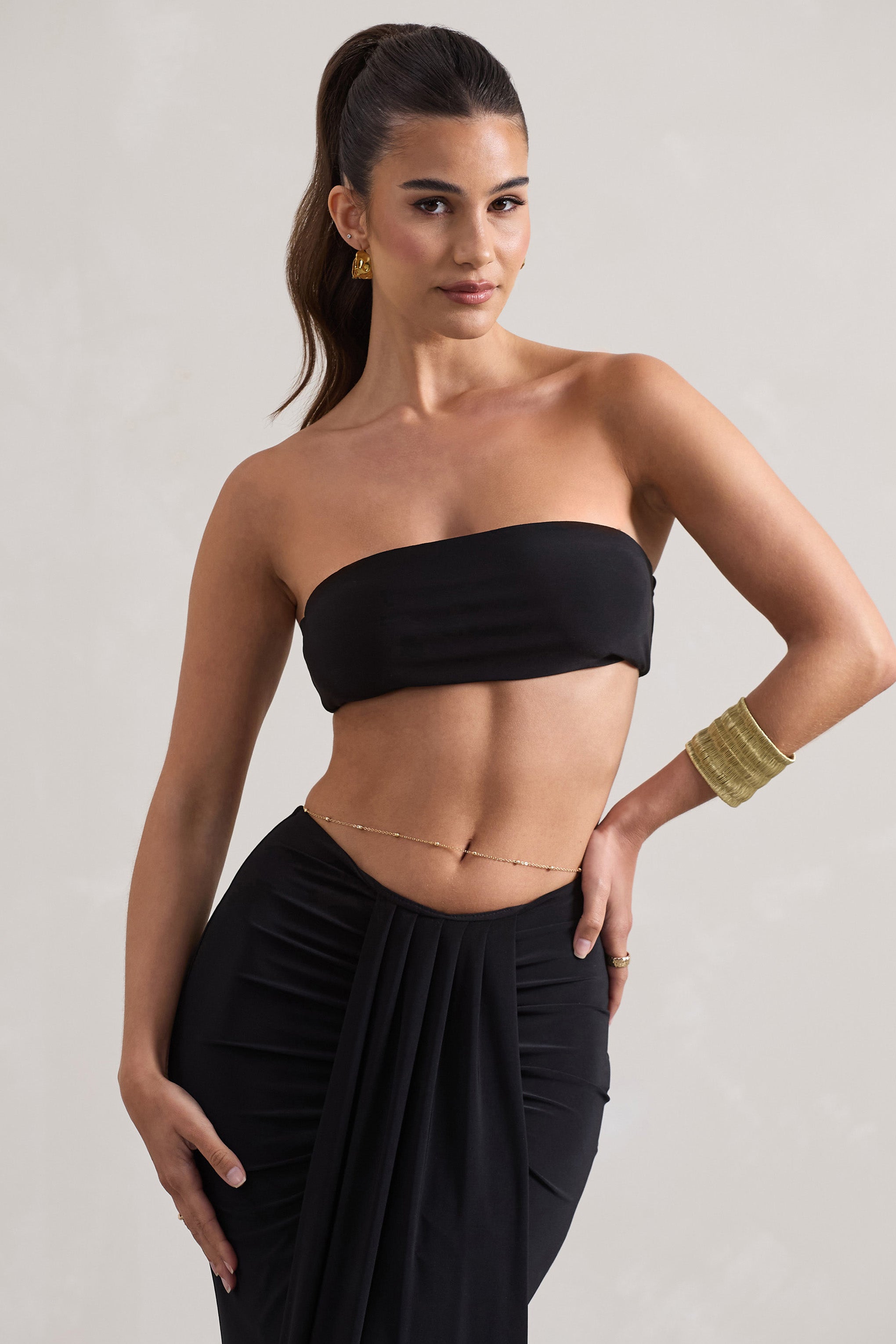 Vada | Schwarzes Bandeau-Crop-Top