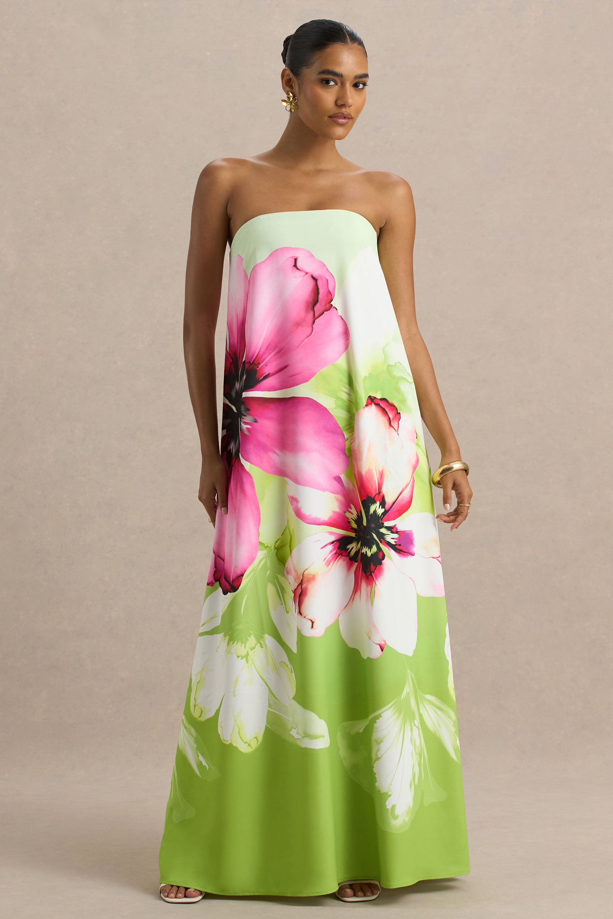 Ellery | Bandeau-Maxikleid mit Limettenblumenmuster
