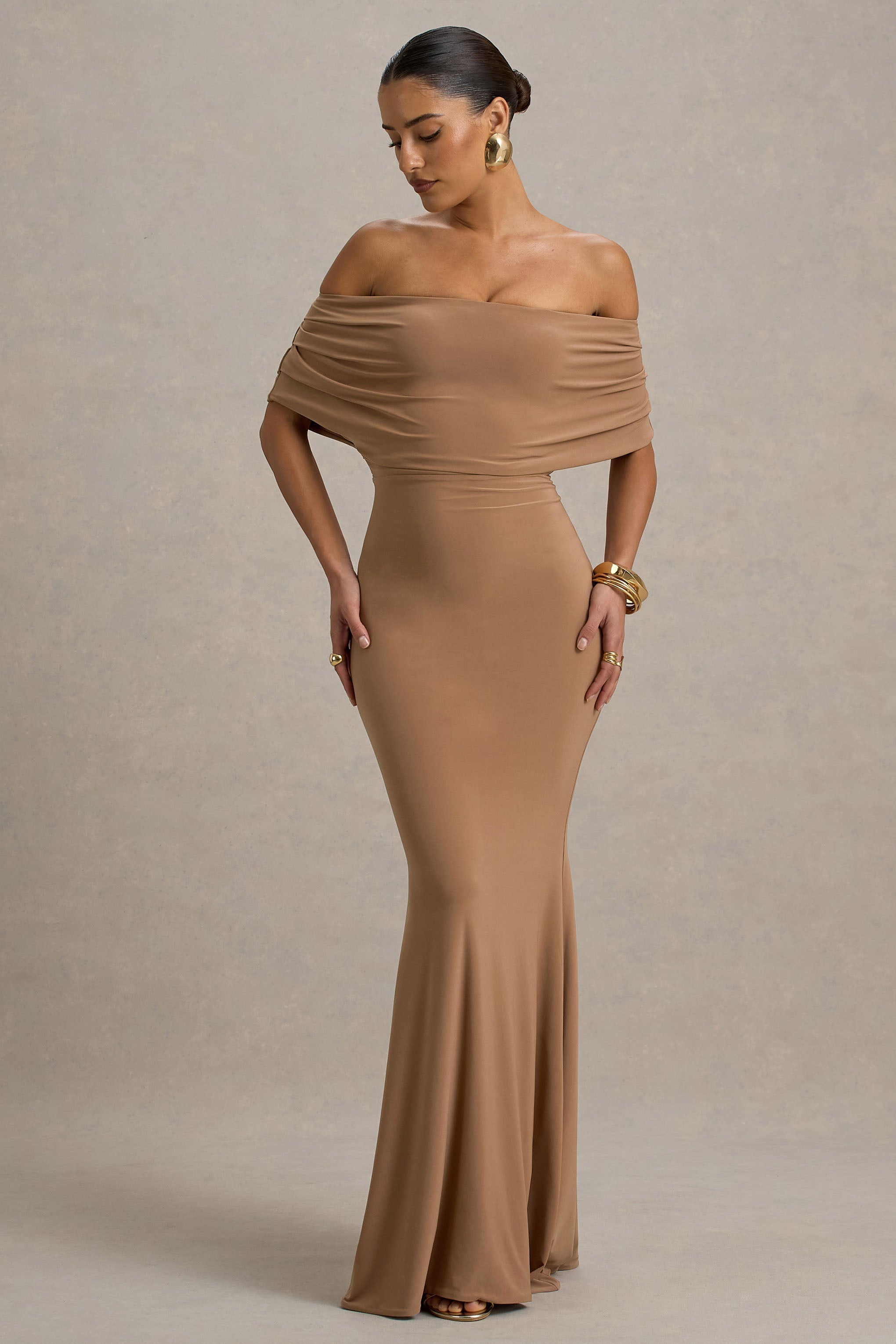 Bowden | Mocha Bardot Maxikleid