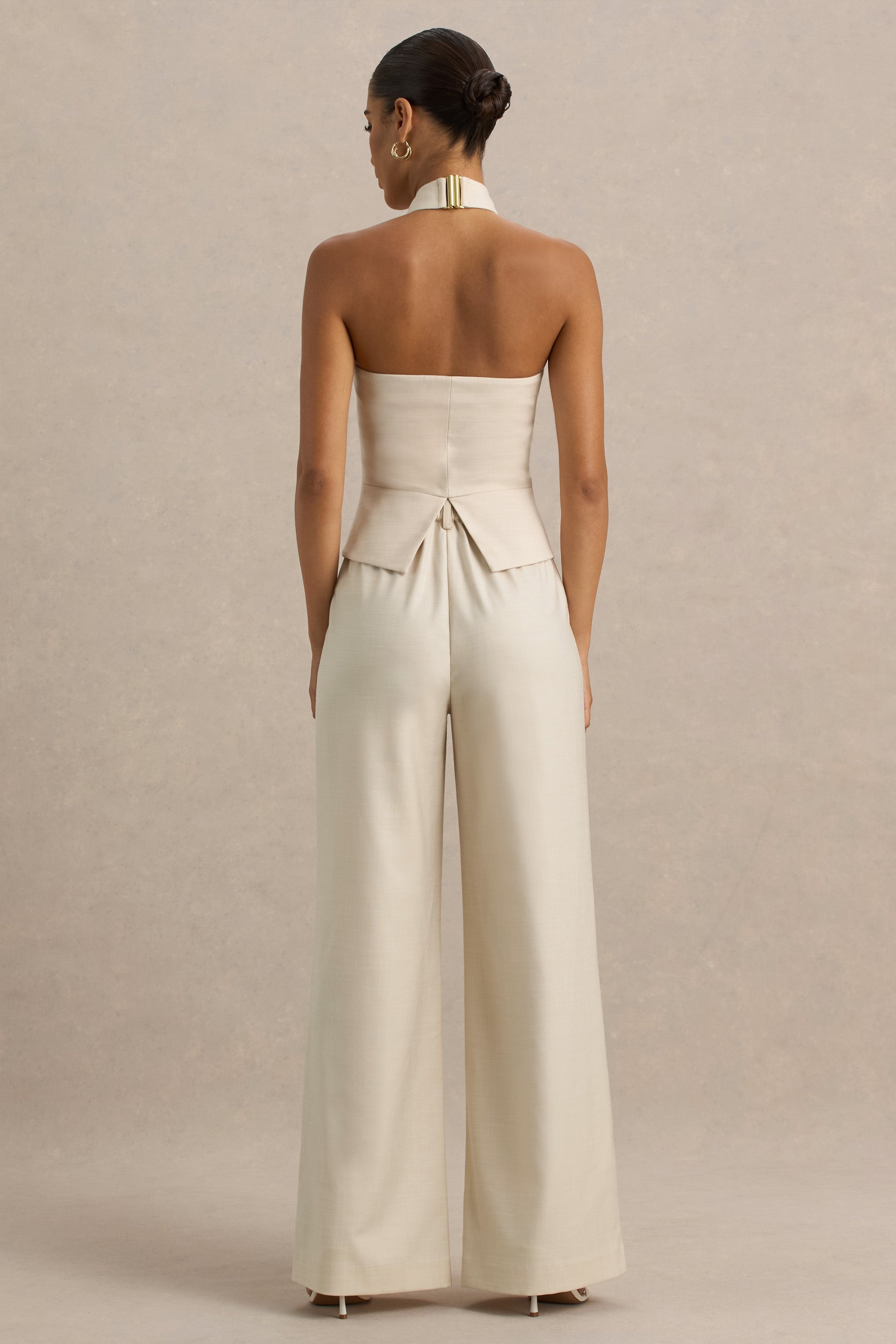 Bellarose | Nude-farbene Leinenhose mit weitem Bein