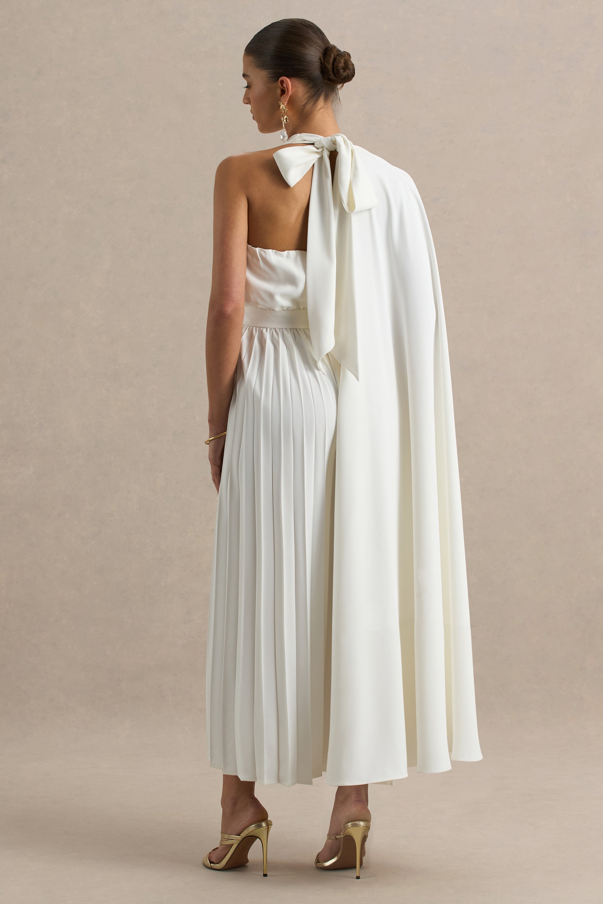Paradise | Weißer Jumpsuit mit Cape-Ärmeln
