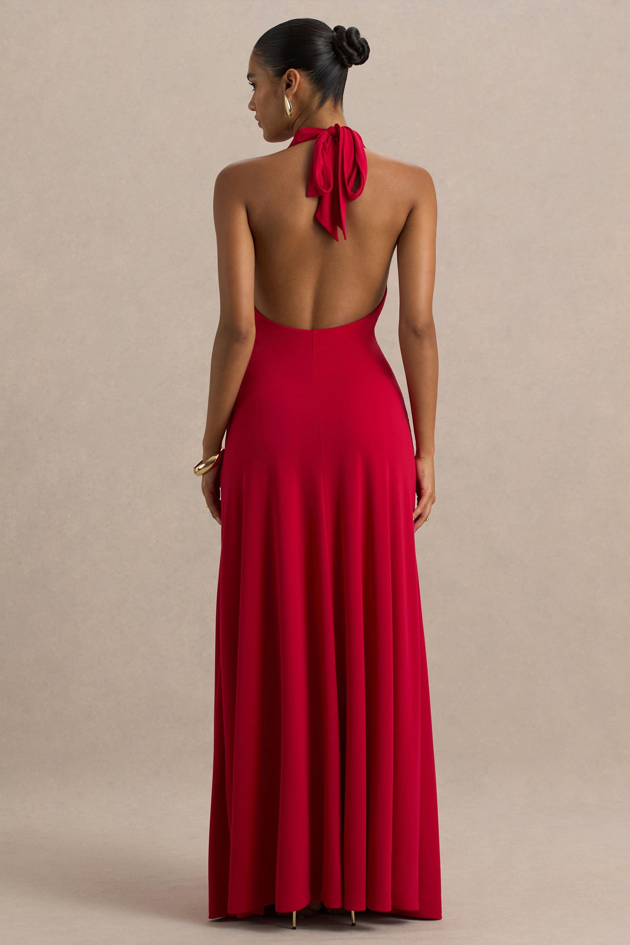 Mist | Rotes Maxikleid mit tiefem Ausschnitt und hohem Frontschlitz