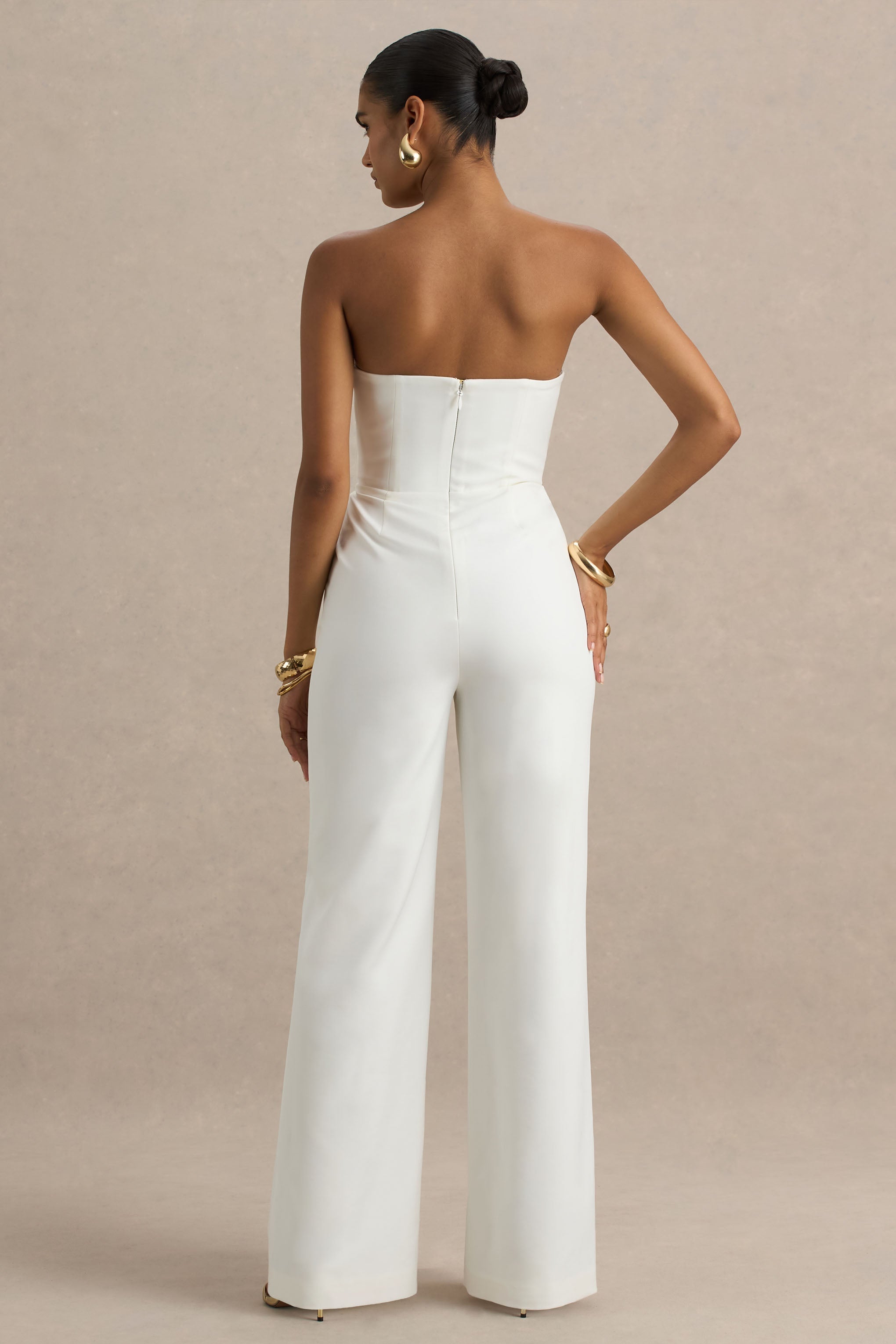 Dainty | Weißer Jumpsuit mit Sweetheart-Ausschnitt