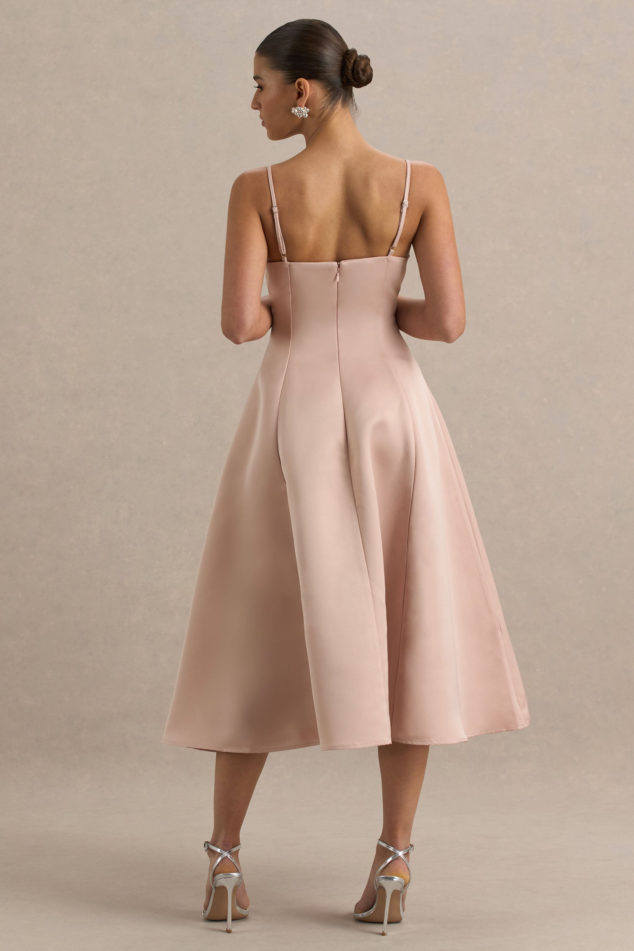 Mally | Rosafarbenes Sweetheart-A-Linien-Midikleid
